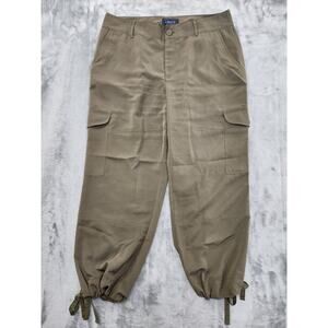 Vintage Chaps Pants Womens 10 Green High Rise Crop Cargo Tie Hem Gorpcore Casual